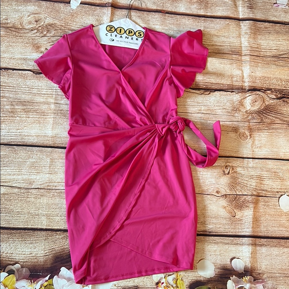 SHEIN Pink Wrap Dress